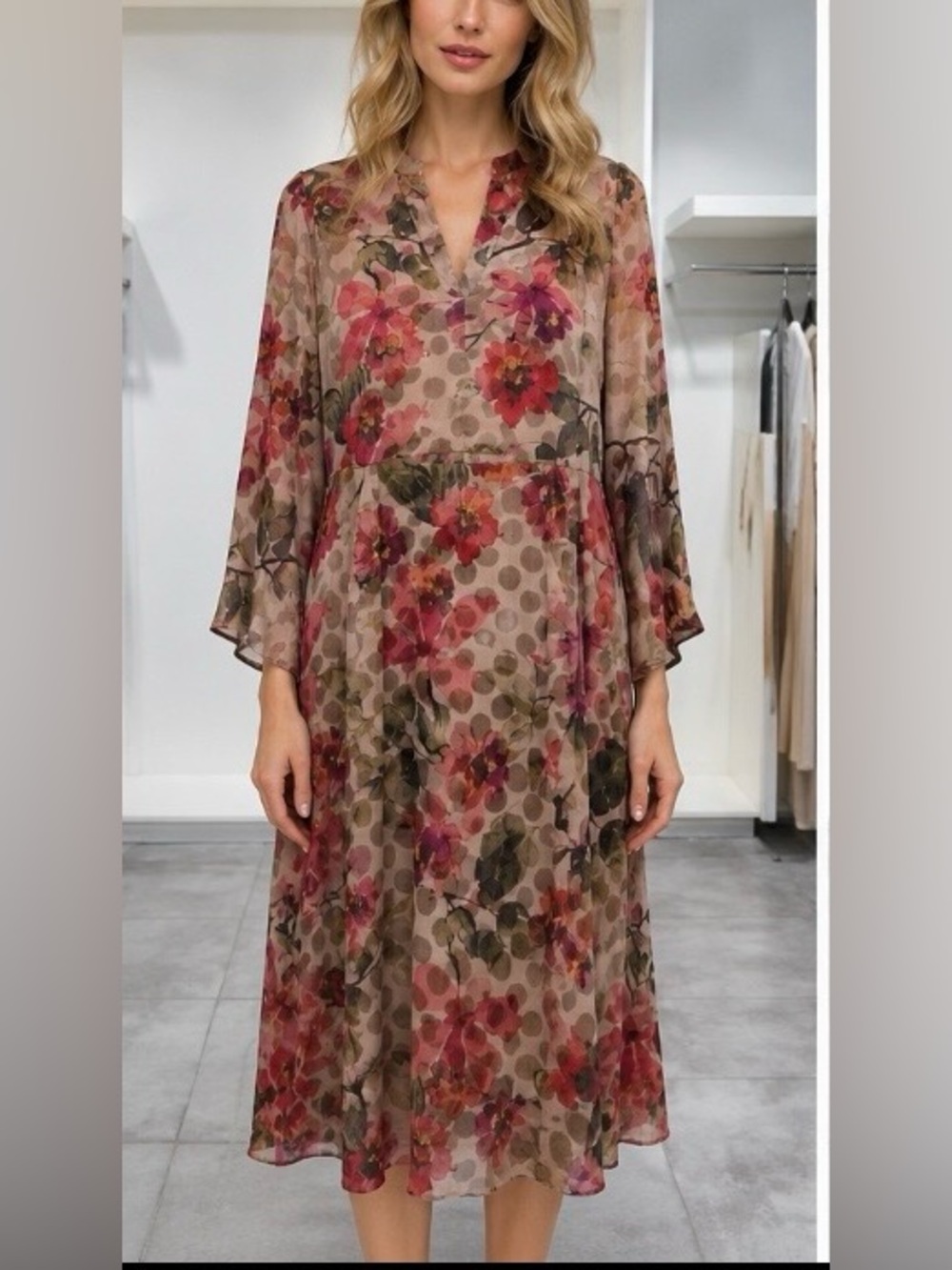 US 6 DIXIE Floral Print Sheer Dress NWT